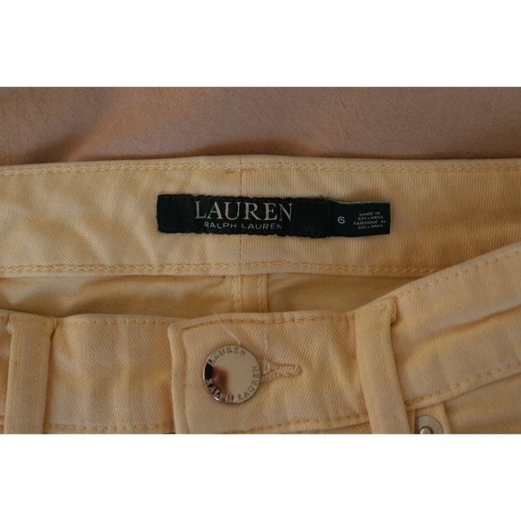 Lauren Ralph Lauren Mid Rise Straight Jeans Womens 6 beige Denim Button Zip - Picture 5 of 6